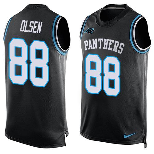 Nike Panthers #88 Greg Olsen Black Team Color Men's Stitched NFL Limited Tank Top Jersey